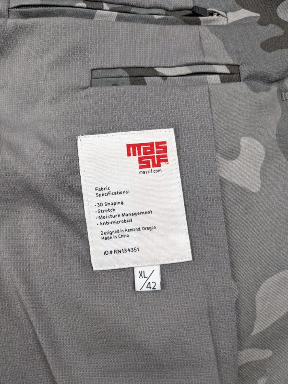 Massif Sport Coat Blazer Gray Camo 3D Stretch Cotton Blend Mens XL / 42